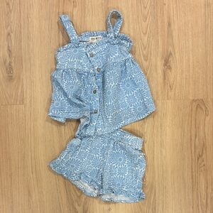 Charming Blue Floral Kids Romper Set